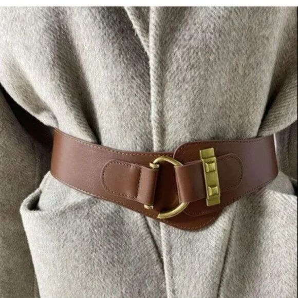 New 𝅺Womens Elastic Waist Belt Brown - Picture 1 of 8